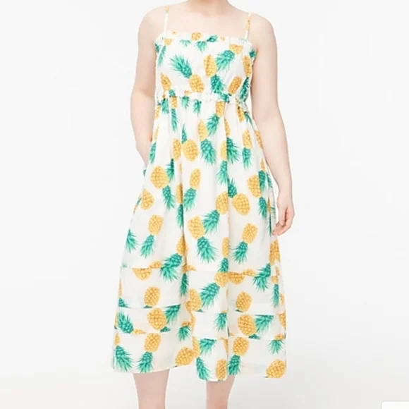 J CREW PINAPPLE SQUARENECK SIZE 14 RUFFLE MAXI DRESS - Picture 1 of 5